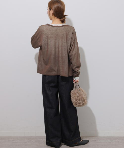 JOURNAL STANDARD relume(ジャーナルスタンダード レリューム)の「2WAYバイカラーニットトップス(カーディガン/ボレロ・レディース・ブラック/ブラウン・FREE)」の11枚目の写真