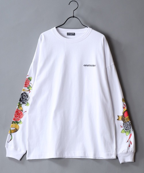 SITRY(シトリー)の「Sleeve Print T-Shirt/トライバル フラワー ハート 袖プリント ワンポイント刺繍 オーバーサイズ ロンT 長袖Tシャツ レディース メンズ(Tシャツ/カットソー・メンズ・ブラック/ホワイト/ブラック系その他/ブラック系その他2/ブラック系その他3/ブラック系その他4・M/L)」の7枚目の写真