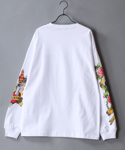 SITRY(シトリー)の「Sleeve Print T-Shirt/トライバル フラワー ハート 袖プリント ワンポイント刺繍 オーバーサイズ ロンT 長袖Tシャツ レディース メンズ(Tシャツ/カットソー・メンズ・ブラック/ホワイト/ブラック系その他/ブラック系その他2/ブラック系その他3/ブラック系その他4・M/L)」の8枚目の写真