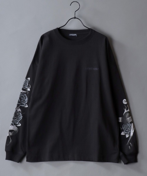 SITRY(シトリー)の「Sleeve Print T-Shirt/トライバル フラワー ハート 袖プリント ワンポイント刺繍 オーバーサイズ ロンT 長袖Tシャツ レディース メンズ(Tシャツ/カットソー・メンズ・ブラック/ホワイト/ブラック系その他/ブラック系その他2/ブラック系その他3/ブラック系その他4・M/L)」の11枚目の写真