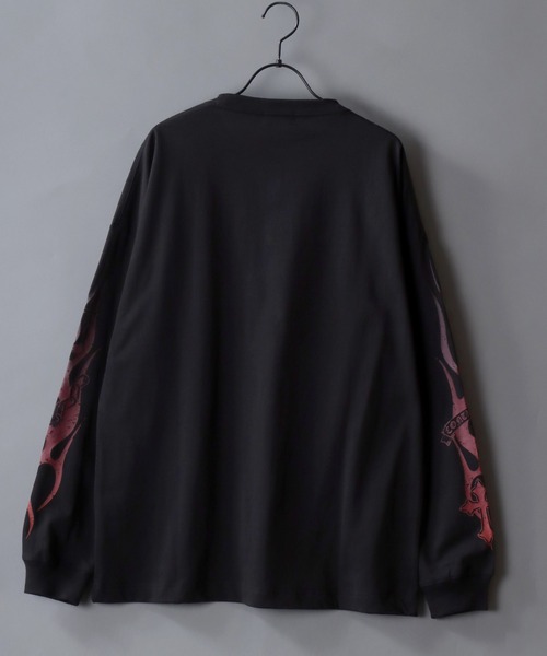 SITRY(シトリー)の「Sleeve Print T-Shirt/トライバル フラワー ハート 袖プリント ワンポイント刺繍 オーバーサイズ ロンT 長袖Tシャツ レディース メンズ(Tシャツ/カットソー・メンズ・ブラック/ホワイト/ブラック系その他/ブラック系その他2/ブラック系その他3/ブラック系その他4・M/L)」の20枚目の写真