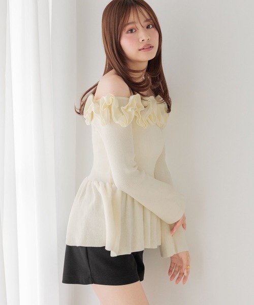 Heather（ヘザー）の「ホイップペプラムニット　1077839（ニット/セーター・レディース・ブラウン/グレー/アイボリー/ブラック・FREE）」の5枚目の写真