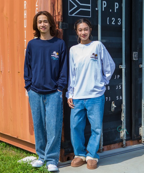 LOCALMOTION HAWAII（ローカルモーション　ハワイ）の「ハワイ＆ﾘｿﾞｰﾄｱﾛﾊﾊﾜｲｻｰｸﾙ刺繍ﾛﾝｸﾞTｼｬﾂ（Tシャツ/カットソー・メンズ・ネイビー/ホワイト・X-LARGE/SMALL/LARGE/MEDIUM）」の5枚目の写真