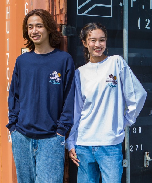 LOCALMOTION HAWAII（ローカルモーション　ハワイ）の「ハワイ＆ﾘｿﾞｰﾄｱﾛﾊﾊﾜｲｻｰｸﾙ刺繍ﾛﾝｸﾞTｼｬﾂ（Tシャツ/カットソー・メンズ・ネイビー/ホワイト・X-LARGE/SMALL/LARGE/MEDIUM）」の6枚目の写真