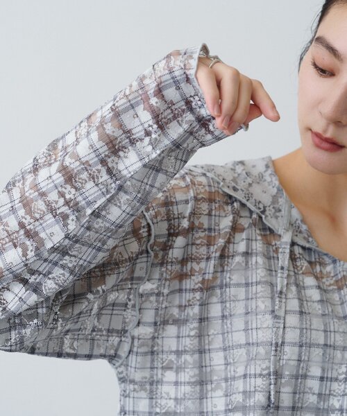 CIAOPANIC TYPY（チャオパニックティピー）の「∴チェックプリントレースフーディー（Tシャツ/カットソー・レディース・ブラウン/グレー/アイボリー・ONE SIZE）」の15枚目の写真