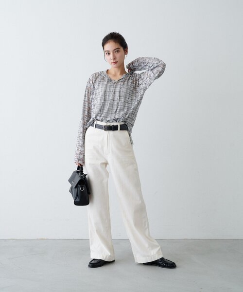 CIAOPANIC TYPY（チャオパニックティピー）の「∴チェックプリントレースフーディー（Tシャツ/カットソー・レディース・ブラウン/グレー/アイボリー・ONE SIZE）」の18枚目の写真