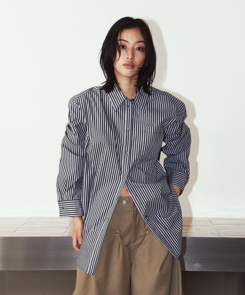 Knuth Marf（クヌースマーフ）の「Knuth Marf / クヌースマーフ label over shirt（シャツ/ブラウス・レディース・ブラック/イエロー・FREE）」の8枚目の写真