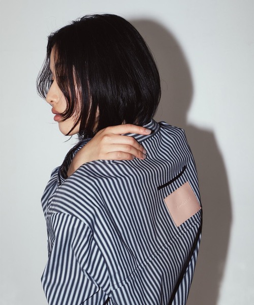 Knuth Marf（クヌースマーフ）の「Knuth Marf / クヌースマーフ label over shirt（シャツ/ブラウス・レディース・ブラック/イエロー・FREE）」の5枚目の写真