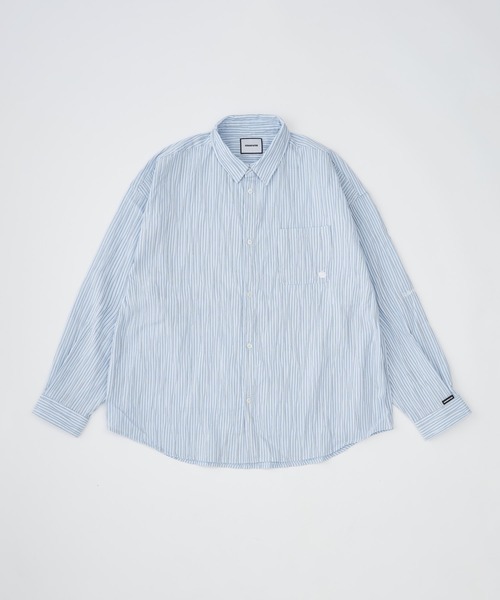 ADAM PATEK（アダムパテック）の「【ADAMPATEK/アダムパテック】 stitched calm pinchstripe shirt ピンストライプシャツ（シャツ/ブラウス・メンズ・ホワイト/ブルー・2）」の2枚目の写真