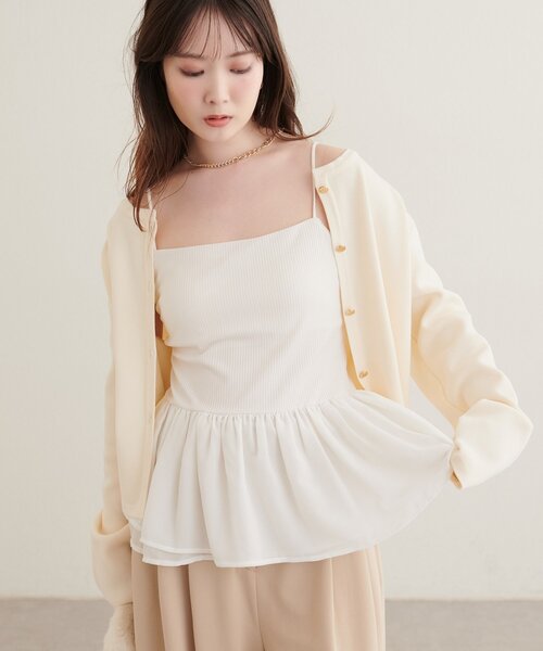 natural couture(ナチュラルクチュール)の「カップ付きペプラムインナー(キャミソール・レディース・ホワイト系その他/アイボリー/ブラック・FREE)」の8枚目の写真