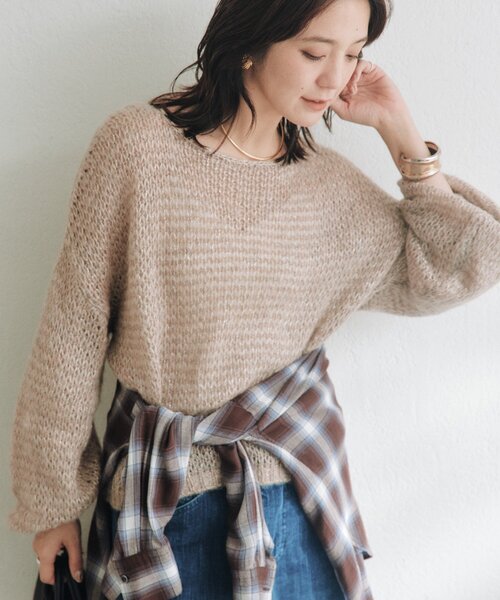 RIVE DROITE(リヴドロワ)の「ラメリリヤーンルーズニット(秋服/冬服)(ニット/セーター・レディース・ブルー/ベージュ/グレー・FREE)」の11枚目の写真