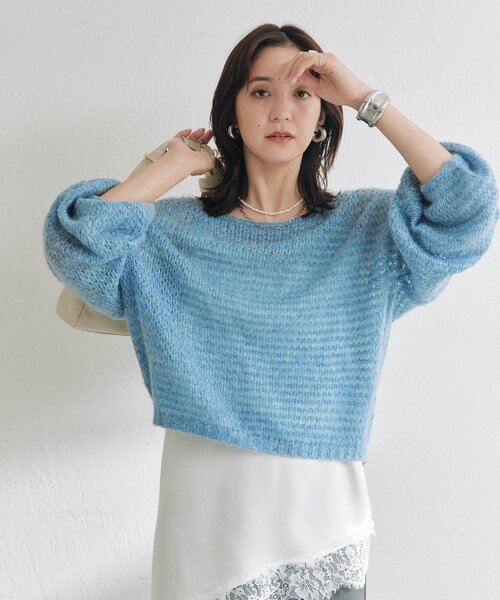 RIVE DROITE(リヴドロワ)の「ラメリリヤーンルーズニット(秋服/冬服)(ニット/セーター・レディース・ブルー/ベージュ/グレー・FREE)」の15枚目の写真