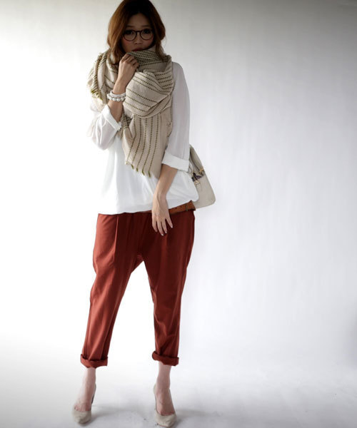 antiqua（アンティカ）の「タックパンツ（その他パンツ・レディース・ブラック/カーキ/レンガ/グレー・FREE）」の6枚目の写真