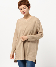LBC | アクリルナイロン起毛Vネックチュニック                            (ニット/セーター)