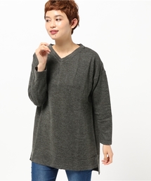 LBC | アクリルナイロン起毛Vネックチュニック                            (ニット/セーター)
