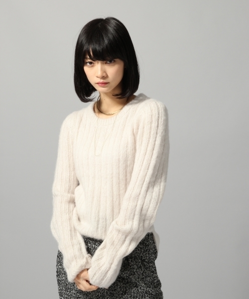 HARE(ハレ)の「モヘアソデロングプルオーバー(HARE)(ニット/セーター・レディース・オフホワイト/ボルドー/ブラック・FREE)」の1枚目の写真