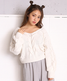 one after another NICE CLAUP | モールヤーンV開きニット(ニット/セーター)