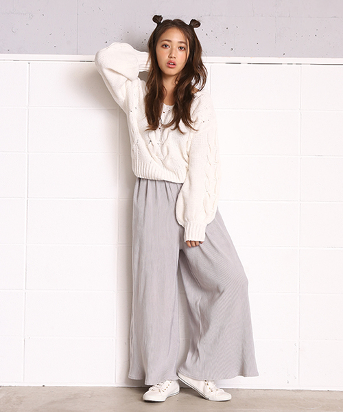 one after another NICE CLAUP（ワンアフターアナザーナイスクラップ）の「モールヤーンV開きニット（ニット/セーター・レディース・アイボリー/ピンク/ネイビー・FREE）」の18枚目の写真