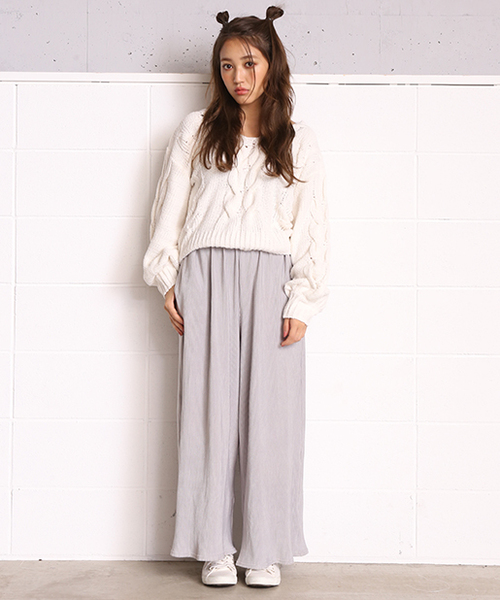 one after another NICE CLAUP（ワンアフターアナザーナイスクラップ）の「モールヤーンV開きニット（ニット/セーター・レディース・アイボリー/ピンク/ネイビー・FREE）」の19枚目の写真