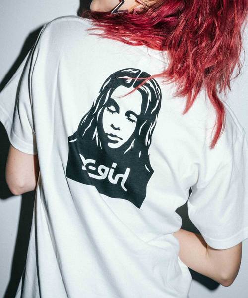 X-girl（エックスガール）の「FACE S/S TEE LIMITED（Tシャツ/カットソー・レディース・ホワイト/ブラック・2/1）」の2枚目の写真