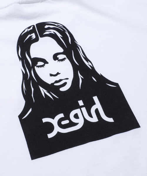 X-girl（エックスガール）の「FACE S/S TEE LIMITED（Tシャツ/カットソー・レディース・ホワイト/ブラック・2/1）」の5枚目の写真