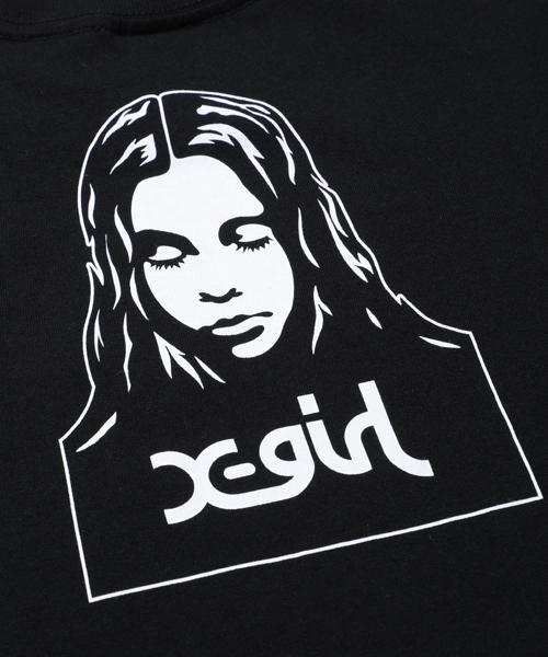 X-girl（エックスガール）の「FACE S/S TEE LIMITED（Tシャツ/カットソー・レディース・ホワイト/ブラック・2/1）」の6枚目の写真