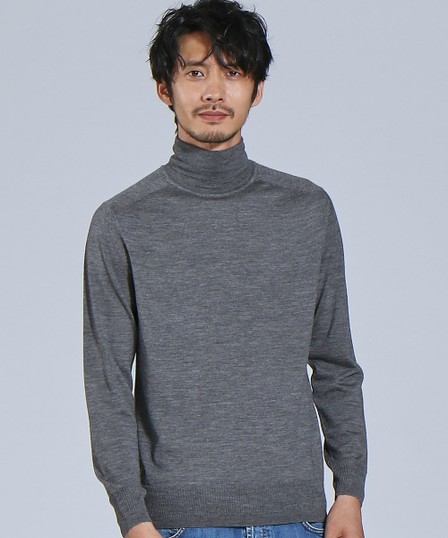 RECENCY OF MINE(リーセンシー オブ マイン)の「【Recency of Mine/Zegna】ウールシルク タートルネック(ニット/セーター・メンズ・オフホワイト/チャコールグレー・44/50/46/48)」の2枚目の写真