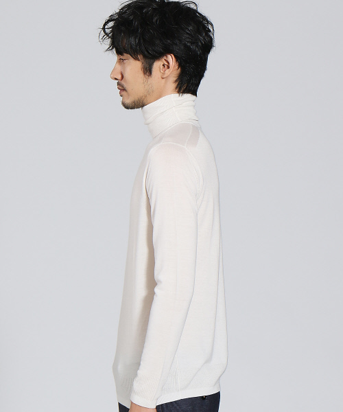 RECENCY OF MINE(リーセンシー オブ マイン)の「【Recency of Mine/Zegna】ウールシルク タートルネック(ニット/セーター・メンズ・オフホワイト/チャコールグレー・44/50/46/48)」の4枚目の写真