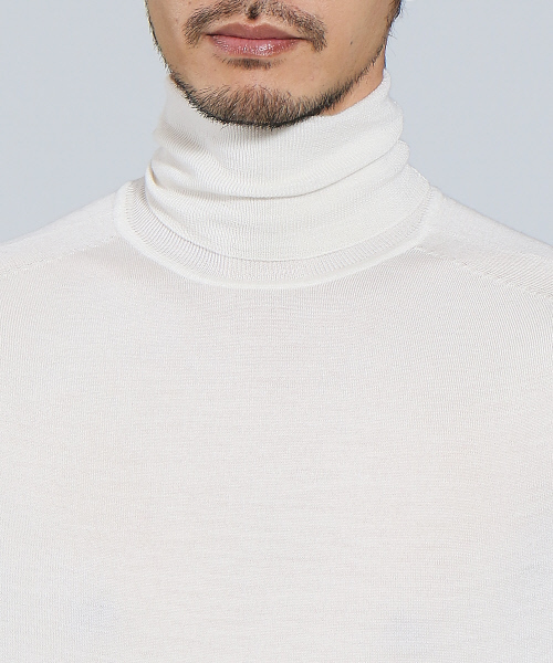 RECENCY OF MINE(リーセンシー オブ マイン)の「【Recency of Mine/Zegna】ウールシルク タートルネック(ニット/セーター・メンズ・オフホワイト/チャコールグレー・44/50/46/48)」の6枚目の写真