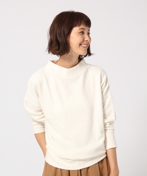 GLOBAL WORK（グローバルワーク）の「モックネックスウェット長袖/764078（スウェット・レディース・ホワイト/ダークブラウン/パープル/グレー・MEDIUM/LARGE）」の2枚目の写真