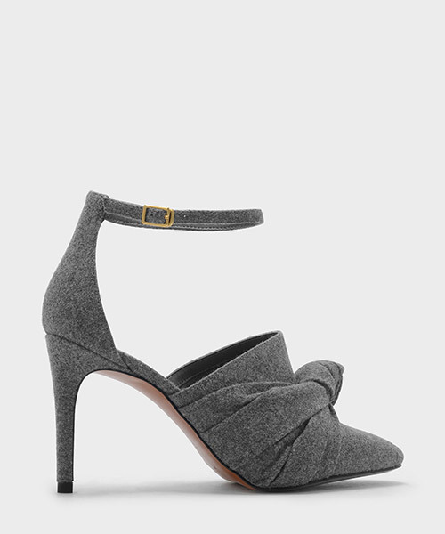 CHARLES & KEITH(チャールズ & キース)の「ノットヒール / KNOTTED HEELS(パンプス・レディース・グレー/ブラック/チャコールグレー・23cm/22.5cm/23.5cm/24.5cm/25cm)」の1枚目の写真