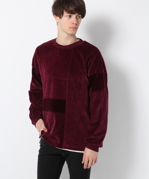 GLOBAL WORK（グローバルワーク）の「べロアキリカエTEE/771872（Tシャツ/カットソー・メンズ・ブラック/グリーン/ワインレッド・SMALL/MEDIUM/LARGE/X-LARGE）」の3枚目の写真