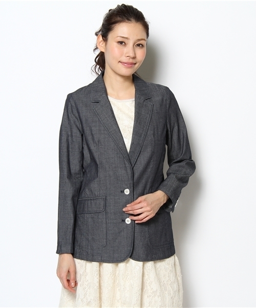 Soareak(ソアリーク)の「デニムテーラードジャケット(テーラードジャケット・レディース・ブルー/ネイビー・SMALL)」の2枚目の写真