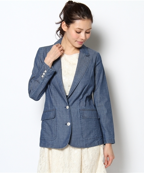 Soareak(ソアリーク)の「デニムテーラードジャケット(テーラードジャケット・レディース・ブルー/ネイビー・SMALL)」の1枚目の写真