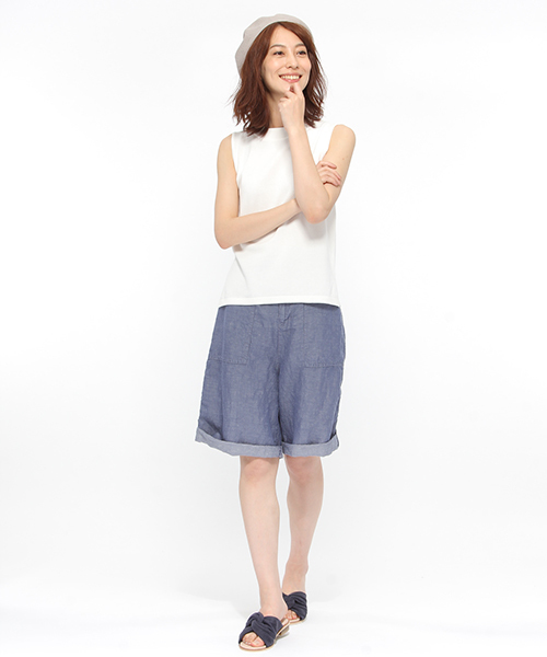 LAKOLE(ラコレ)の「リネンベイカーショートパンツ / LAKOLE(その他パンツ・レディース・オフホワイト/クリアブルー/ナチュラル・2/3)」の3枚目の写真