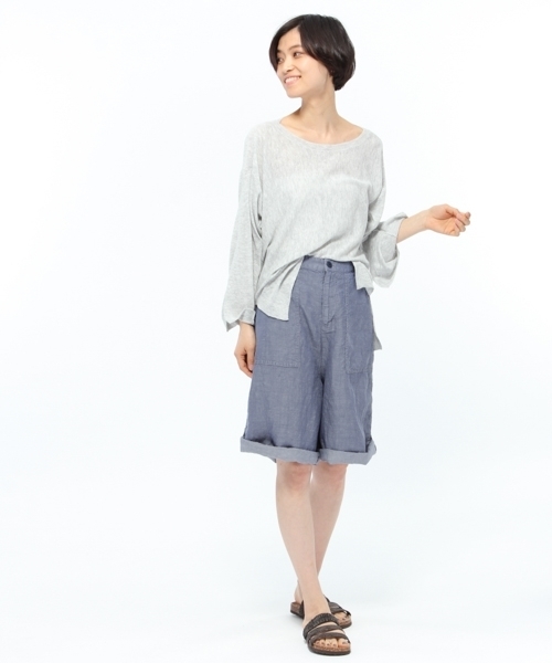 LAKOLE(ラコレ)の「リネンベイカーショートパンツ / LAKOLE(その他パンツ・レディース・オフホワイト/クリアブルー/ナチュラル・2/3)」の12枚目の写真