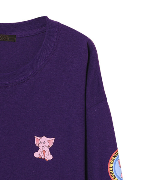 Candy Stripper（キャンディストリッパー）の「SUNNY ELEPHANT L/S Tシャツ（Tシャツ/カットソー・レディース・ブラック/パープル/オフホワイト/イエローゴールド・2）」の6枚目の写真