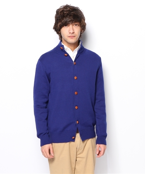 EDIFICE（エディフィス）の「◇レザー釦ハイネックカーディガン（カーディガン/ボレロ・メンズ・ネイビー/ボルドー/チャコールグレー/グリーン/ブルー系その他・48/46/44/50）」の6枚目の写真