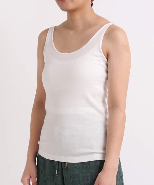 RNA-N（アールエヌエーエヌ）の「M1148 コットンフライスロングタンクトップ（タンクトップ・レディース・ブラウン/オフホワイト/スミクロ/キナリ・MEDIUM）」の2枚目の写真