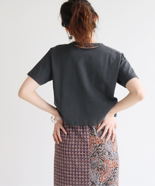 SLOBE citron.(スローブシトロン)の「SLOBE citron. クロップドTシャツ◆(Tシャツ/カットソー・レディース・ホワイト/チャコールグレー/オレンジ・FREE)」の5枚目の写真