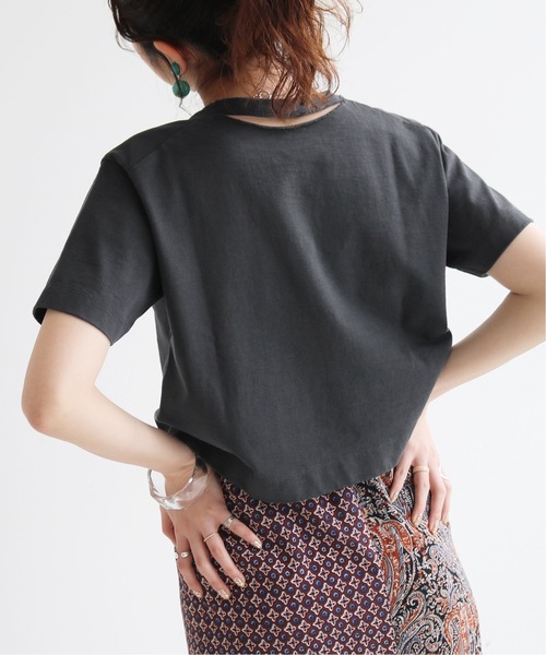 SLOBE citron.(スローブシトロン)の「SLOBE citron. クロップドTシャツ◆(Tシャツ/カットソー・レディース・ホワイト/チャコールグレー/オレンジ・FREE)」の6枚目の写真