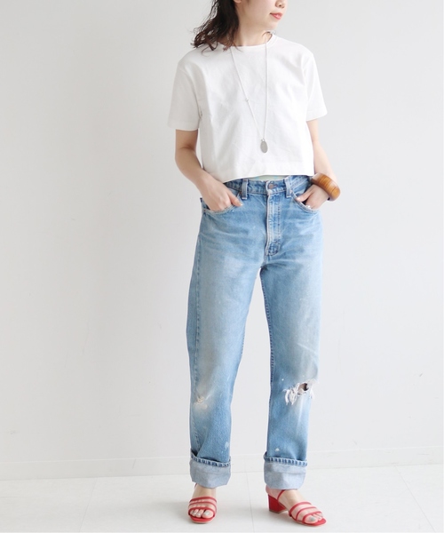 SLOBE citron.(スローブシトロン)の「SLOBE citron. クロップドTシャツ◆(Tシャツ/カットソー・レディース・ホワイト/チャコールグレー/オレンジ・FREE)」の8枚目の写真