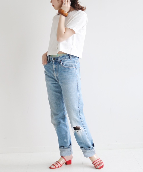 SLOBE citron.(スローブシトロン)の「SLOBE citron. クロップドTシャツ◆(Tシャツ/カットソー・レディース・ホワイト/チャコールグレー/オレンジ・FREE)」の9枚目の写真