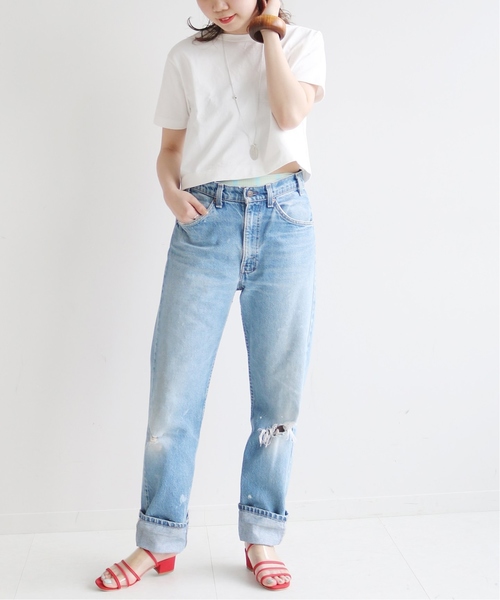 SLOBE citron.(スローブシトロン)の「SLOBE citron. クロップドTシャツ◆(Tシャツ/カットソー・レディース・ホワイト/チャコールグレー/オレンジ・FREE)」の10枚目の写真