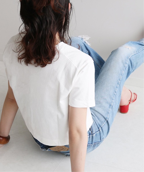 SLOBE citron.(スローブシトロン)の「SLOBE citron. クロップドTシャツ◆(Tシャツ/カットソー・レディース・ホワイト/チャコールグレー/オレンジ・FREE)」の11枚目の写真