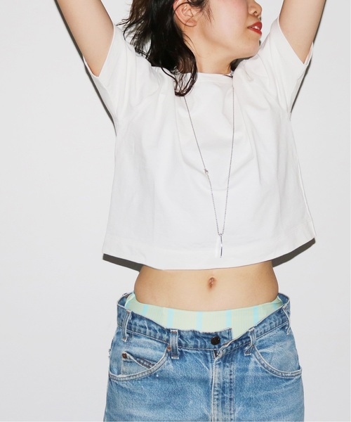 SLOBE citron.(スローブシトロン)の「SLOBE citron. クロップドTシャツ◆(Tシャツ/カットソー・レディース・ホワイト/チャコールグレー/オレンジ・FREE)」の12枚目の写真