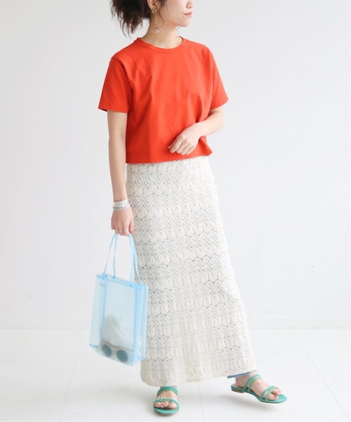 SLOBE citron.(スローブシトロン)の「SLOBE citron. クロップドTシャツ◆(Tシャツ/カットソー・レディース・ホワイト/チャコールグレー/オレンジ・FREE)」の14枚目の写真