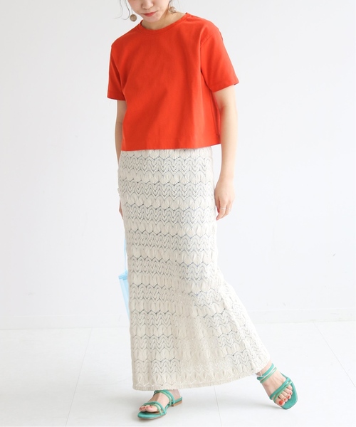 SLOBE citron.(スローブシトロン)の「SLOBE citron. クロップドTシャツ◆(Tシャツ/カットソー・レディース・ホワイト/チャコールグレー/オレンジ・FREE)」の16枚目の写真