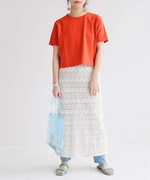 SLOBE citron.(スローブシトロン)の「SLOBE citron. クロップドTシャツ◆(Tシャツ/カットソー・レディース・ホワイト/チャコールグレー/オレンジ・FREE)」の18枚目の写真