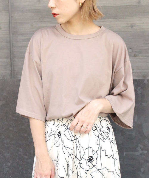 c.u.l（シーユーエル）の「【c.u.l】ビッグシルエット ルーズTシャツ chw786（Tシャツ/カットソー・レディース・ブラック/ベージュ/チャコールグレー/ホワイト・M）」の4枚目の写真